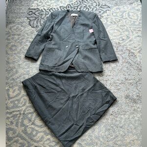 Vintage Jones New York Wool Blazer & Skirt Set Gray 14
